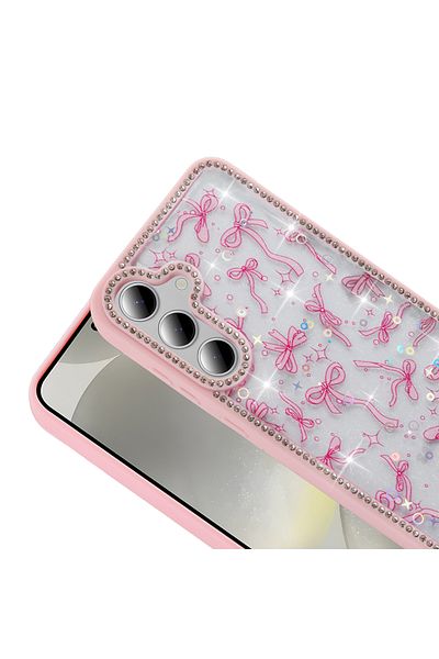 kılıffuarı Samsung Galaxy S24 Fe Case Cover with Camera Protruding Edge Stone Glitter Sparkle Shock Absorbing Design