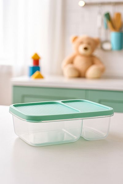 Melkan Home Two Compartment Storage Container 675 ml |   Bpa Free Nutrition Container & Practical Lunch Box