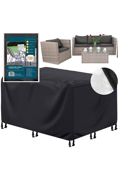 SERSIMO Husa mobilier gradina, impermeabila, cu protectie UV, 152x104x71cm, negru