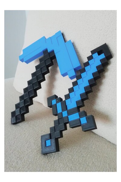 Genel Markalar Minecraft Çocuk Oyuncak 2'li Set 25 Cm/ Elmas Kazma-Kılıç Seti