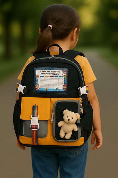 ANI OFİS KIRTASİYE A K Cute School Bag with Plush Toy – Suitable for Primary and Secondary School + Teddy Bear Gift - Model3