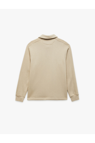 Koton Şardonlu Cep Detaylı Uzun Kollu Yarım Fermuarlı Polo Yaka Sweatshirt