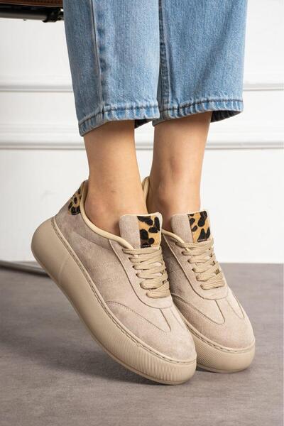 Bufu Guma Bej Süet Kadın Spor Ayakkabı