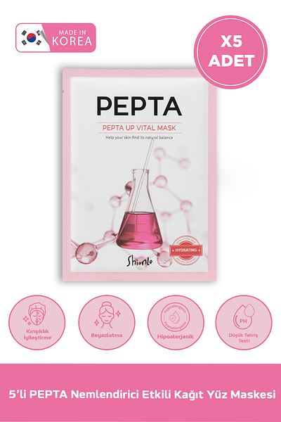 Shionle Pepta up Korean Paper Face Mask with Rejuvenating Effect, Brightness and Vitality Effect, Pack of 5