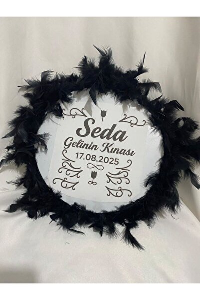 ARHEDİYELİK Gelin Tefi 30cm,İsim ve Tarih Yazılı Otriş Süslemeli Kına Tefi (S...