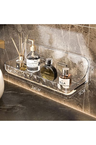 choice2 L Acrylic Transparent Storage Rack Bathroom Wall Mounted Punch Free Cosmetic Storage Tray Makeup Or.