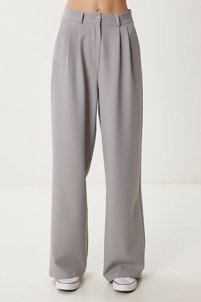 Lovelyİstanbul Pantaloni Palazzo țesuți cu buzunare LGK0007 GRI