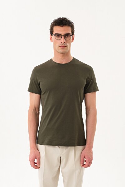 SPORTEMPT slim fit Bărbați guler rotund basic tricou - Kaki