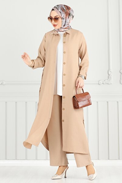 ModaMerve Yırtmaç Düğmeli Takım 833OZN1046-MS Vizyon