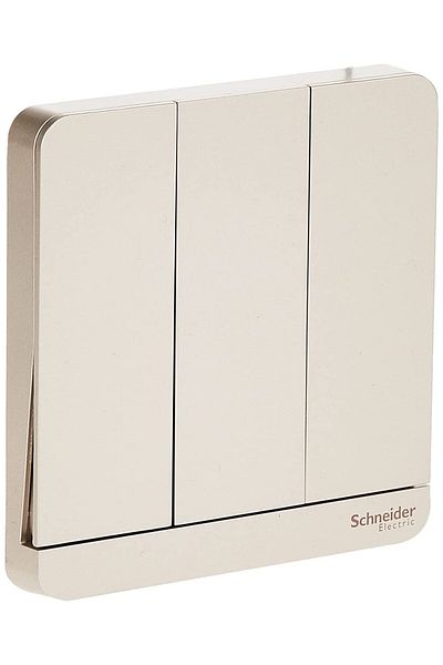 Schneider Electric E8333L2_WG AvatarOn Gold - 2-way plate switch 3 gang - 16AX - Gold