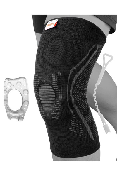 ONETWOFIT orteză de genunchi, silicon/textil, negru/gri, mărimea M