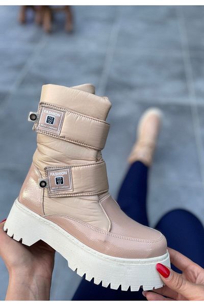 Skygo Miah Nude Patent Leather Snow Boots
