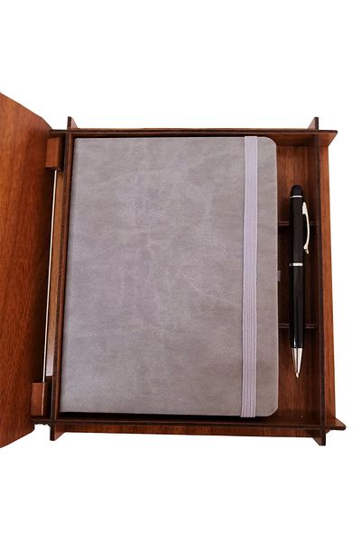 YNT İthalat Gift Metal Pen And Lined Leather Notebook