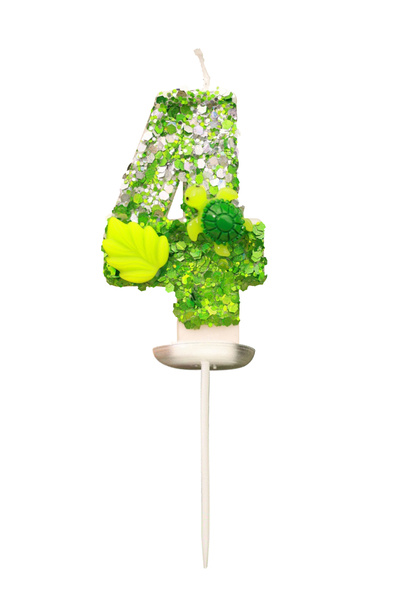 L&Wen شموع الكيك رقم 4، 7 سم، شمعة رقم باللون الأخضر، مناسبة لأعياد الميلاد و...