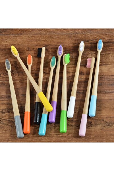 Choice1 عبوة من 10 قطع من فرش الأسنان المختلطة للبالغين، عبوة من 10 قطع من فرش الأسنان المصنوعة من الخيزران، فرشاة أسنان صديقة للبيئة من النايلون