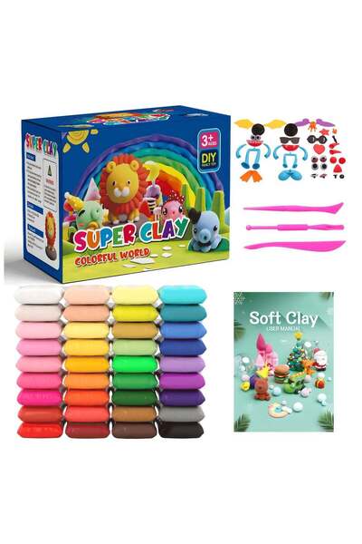 LIXADA مجموعة طين تجفيف الهواء مكونة من 36 لونًا مع أدوات النحت: ناعمة وخفيفة...