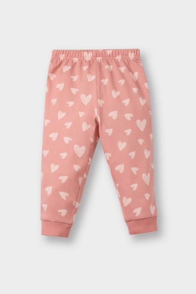 DeFacto Baby Girl Pajamas Set Heart Pattern Long Sleeve Combed Cotton Top Long Bottom E9481A525Au