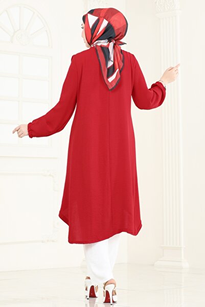 ModaMerve Kolyeli Üçlü Aerobin Takım PL8058-MS Kırmızı&Ekru