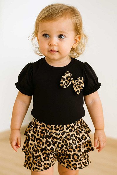 VİYOLİNA Leopard printed shorts set