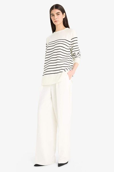 DeFacto Regular Fit Crew Neck Striped Sweater E8486Ax25Wn