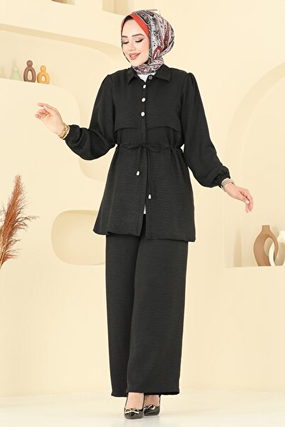 ModaMerve Beli Tünelli Sofia Takım 1015MP806-MS Siyah