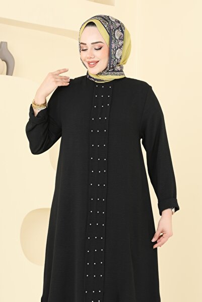 ModaMerve Önü İncili Tesettür Takım 3101HBS856-MS Siyah