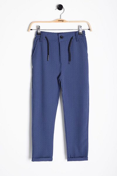 Cansın Mini Blue Boy's Striped Double Leg Seersucker Fabric Trousers 21051
