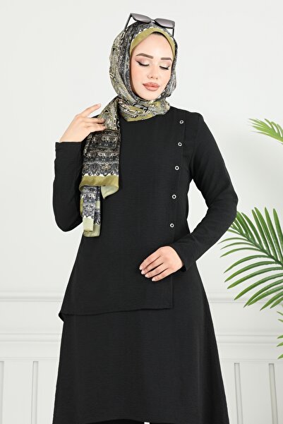 ModaMerve Asimetrik Kesim Aerobin Takım 3119HBS856-MS Siyah