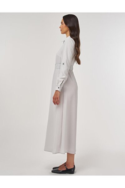 KYR Punto Stitched Maxi Φόρεμα Ανοιχτό Γκρι