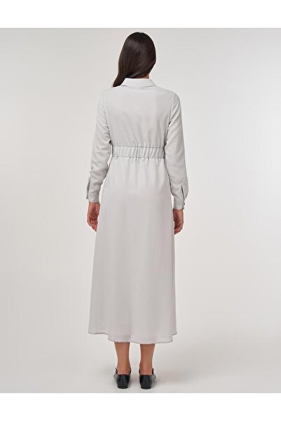 KYR Punto Stitched Maxi Φόρεμα Ανοιχτό Γκρι