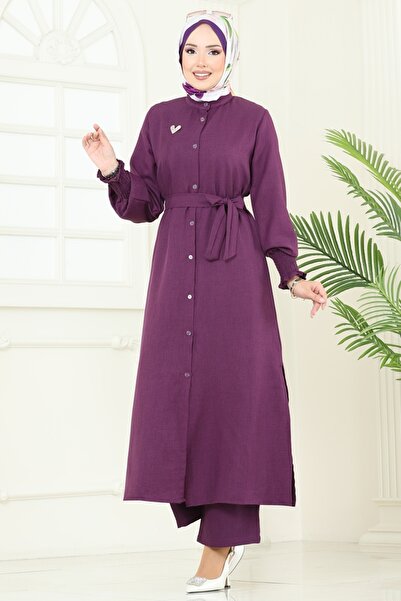 ModaMerve Manşeti Lastikli Takım 809OZN1046-MS Mor