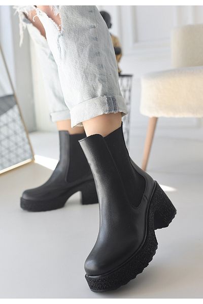 Skygo Paigo Black Leather Heeled Boots
