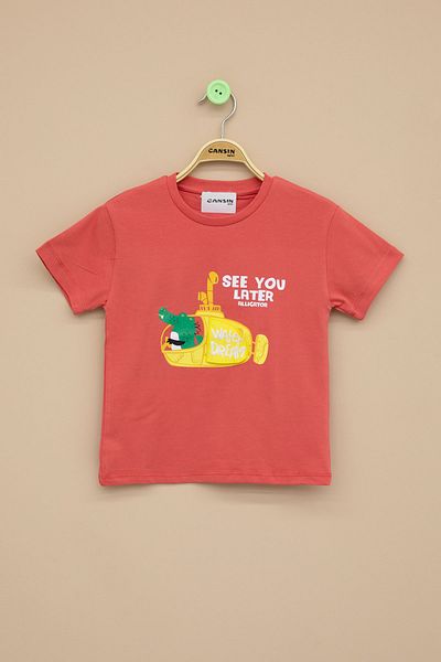 Cansın Mini Tile Submarine Printed Baby Boy Short Sleeve T-Shirt 20942