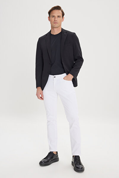 AC&Co / Altınyıldız Classics Ανδρικό μαύρο μονόχρωμο μονόχρωμο παλτό με λεπτή εφαρμογή