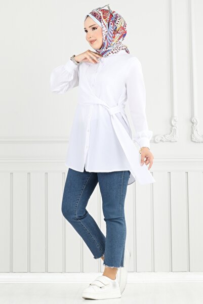 ModaMerve Yandan Bağlamalı Tunik 126ASN888-MS Ekru