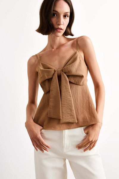 DeFacto V-Neck Bow Strap Blouse G0660Ax25Sm