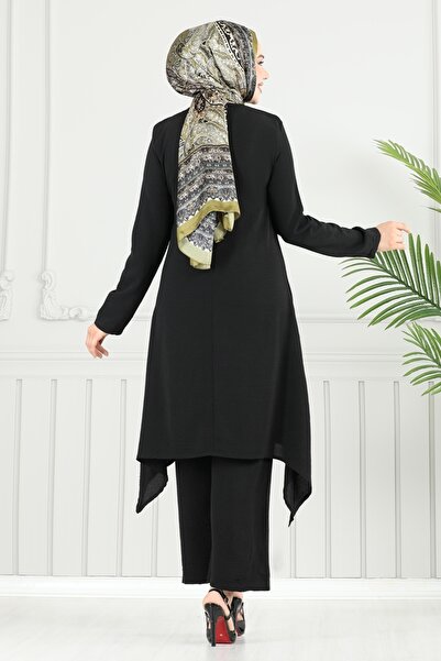 ModaMerve Asimetrik Kesim Aerobin Takım 3119HBS856-MS Siyah