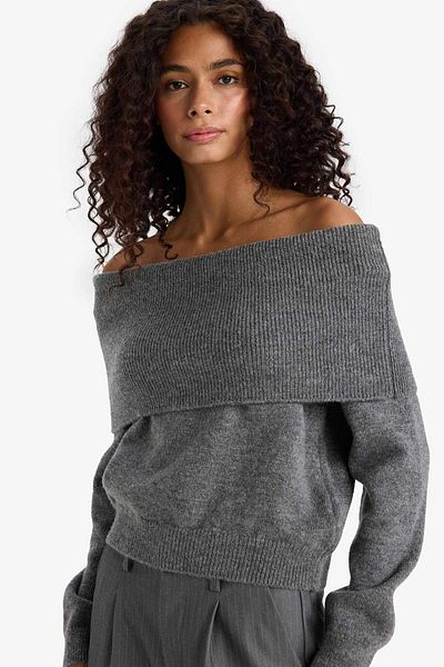 DeFacto Regular Fit Off Shoulder Sweater F3029Ax25Wn