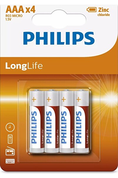 Philips Longlife İnce Kalem Pil AAA 4 Lü