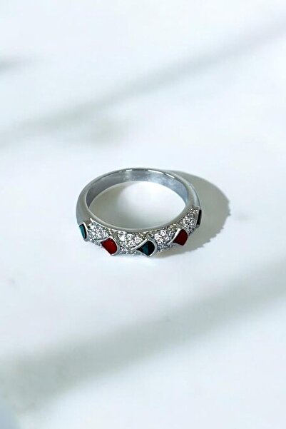 TAKIŞTIR Silver Color Stone Detailed Adjustable Ysx Ring