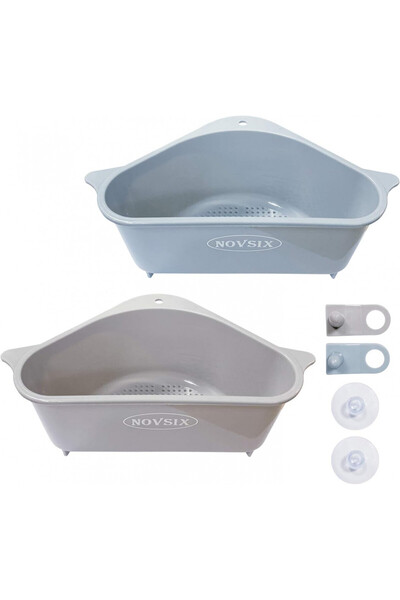 Novsix Set of 2 sink strainers, plastic, gray, 26 x 10 x 14 cm