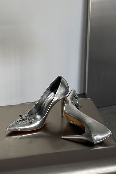 AYAKKABI PRENSİ Enid Lace Detailed Silver Wrinkle