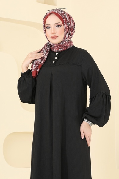 ModaMerve Güpür Detay Bürümcük Takım 417DVL817-MS Siyah