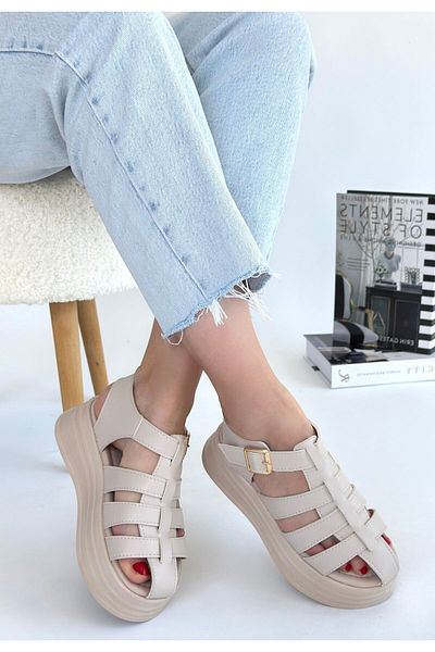 Skygo Toten Beige Skin Belted Sandals
