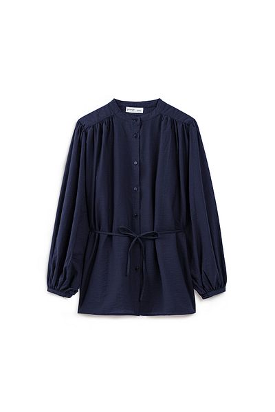 praye Balloon Sleeve Shirt Navy Blue
