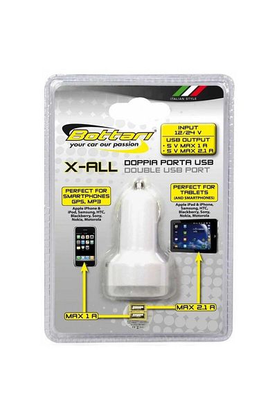 Bottari Dual USB car charger 30103BT, 2.1A, white