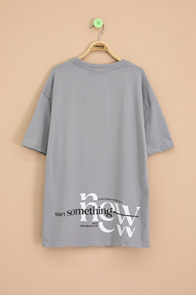 Cansın Mini Ανδρικό μπλουζάκι με κέντημα με καπνιστό κείμενο με στάμπα 20896