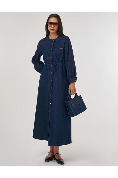 KYR Elastic Waist Denim Dress Navy Blue