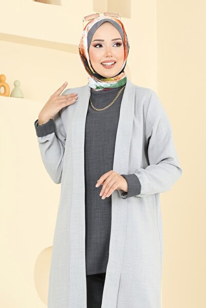 ModaMerve Asimetrik Kesim Üçlü Takım 3129HBS856-MS Gri&Antrasit