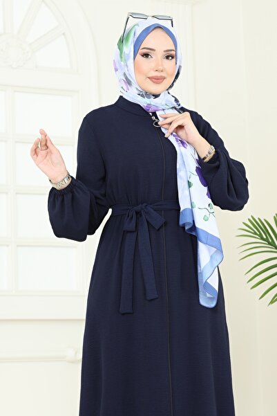 ModaMerve Önden Fermuarlı Pardesü Ferace PL9153-MS Laci